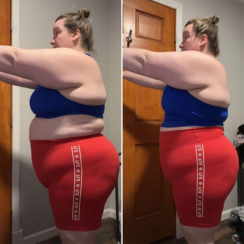 Daily Disciplines woman's before and after body fat loss from nutrition coaching and physical training