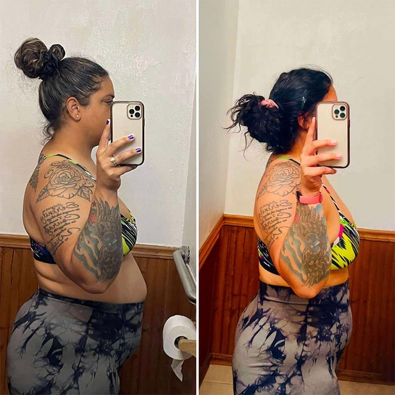 Daily Disciplines woman's before and after fitness results from nutrition coaching and physical training