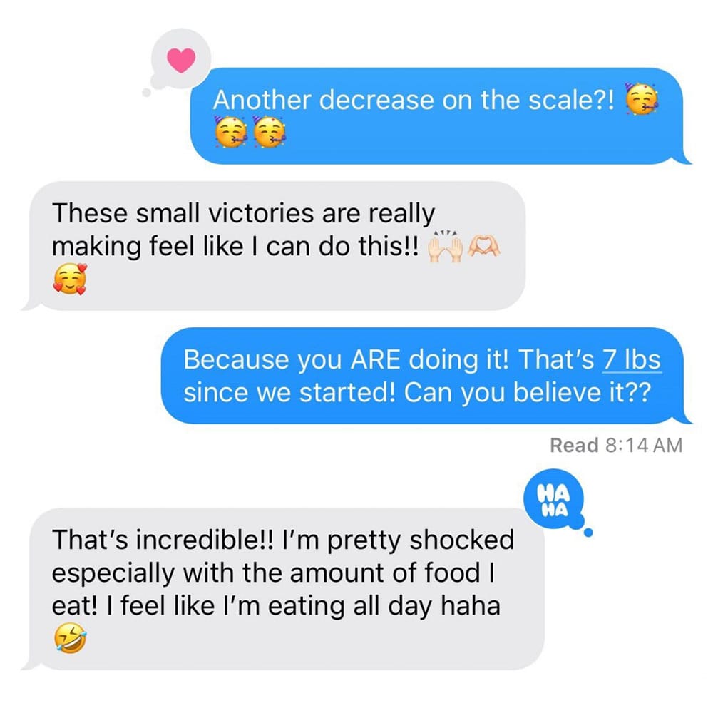 Daily Disciplines conversation between Coach Ashley Meier and nutrition coaching client